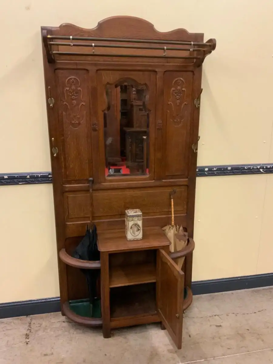 Antike Jugendstil Garderobe mit Schrank  - Lieferung möglich! 16