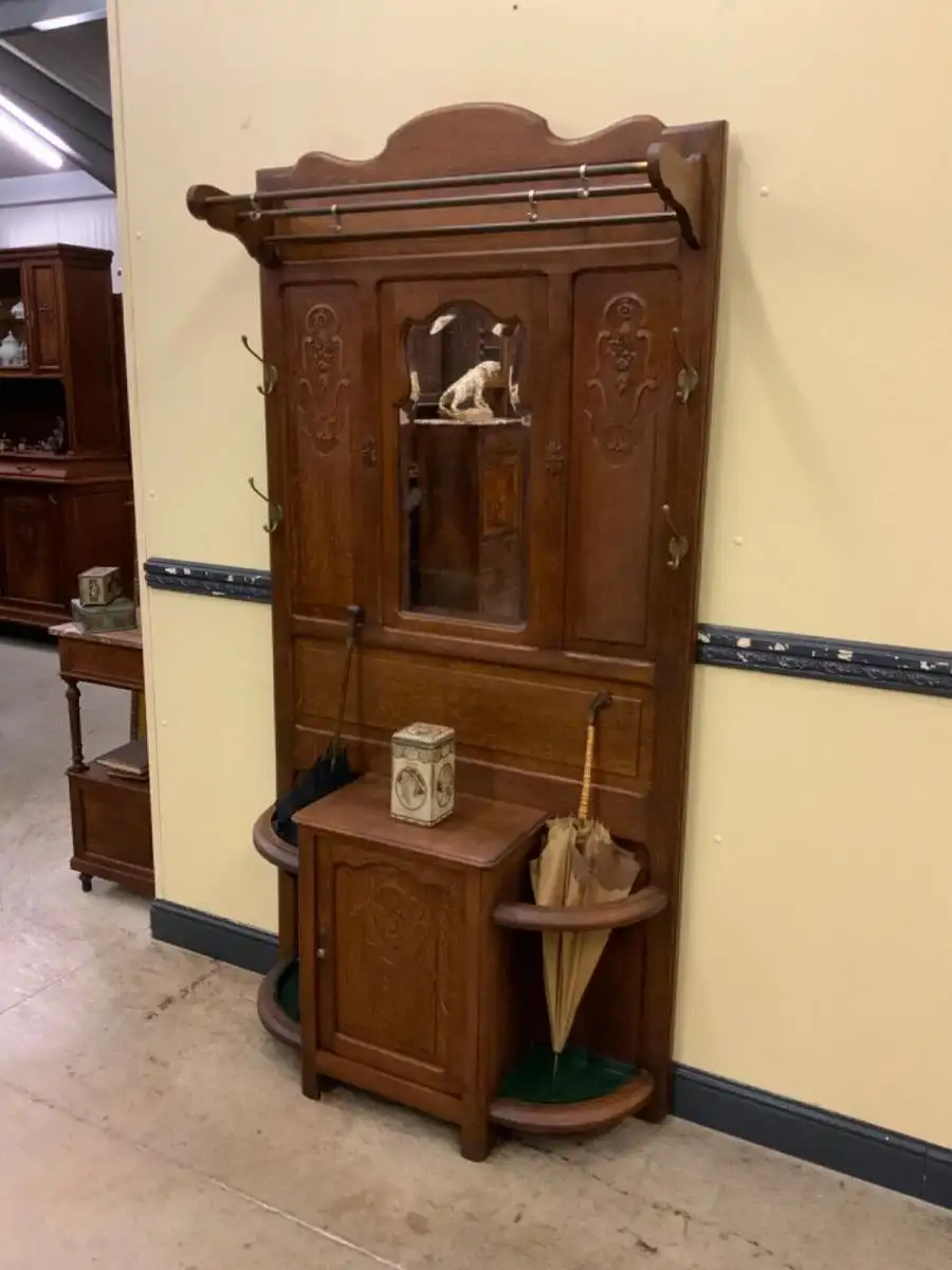 Antike Jugendstil Garderobe mit Schrank  - Lieferung möglich! 2