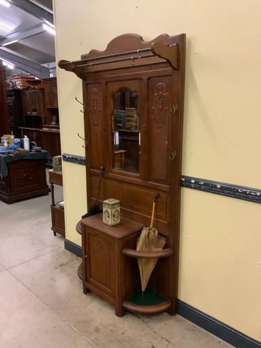 Antike Jugendstil Garderobe mit Schrank  - Lieferung möglich! 3