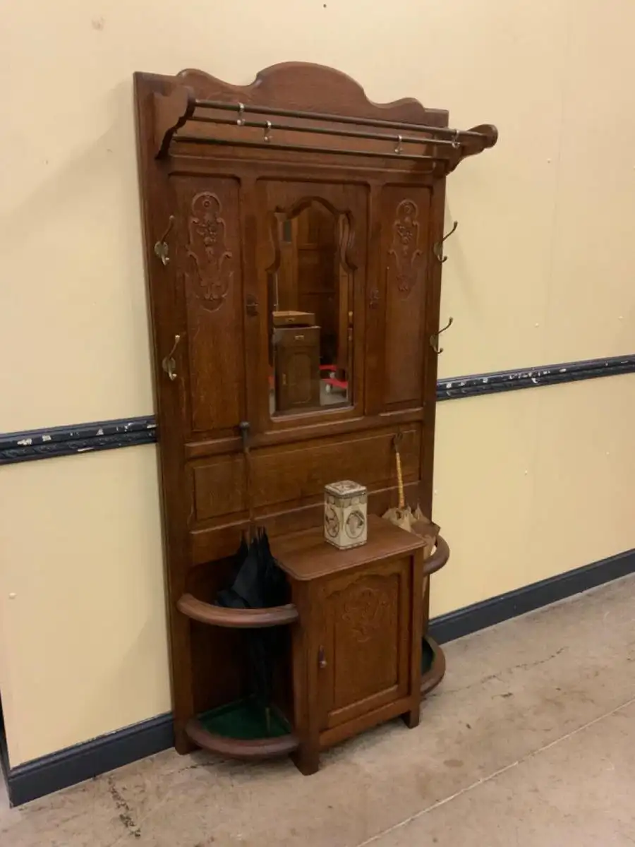 Antike Jugendstil Garderobe mit Schrank  - Lieferung möglich! 4