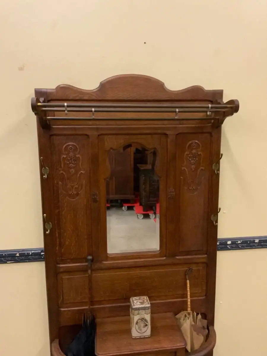Antike Jugendstil Garderobe mit Schrank  - Lieferung möglich! 6