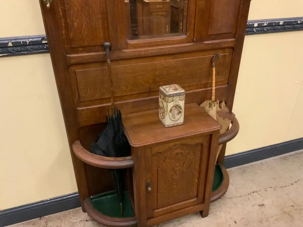 Antike Jugendstil Garderobe mit Schrank  - Lieferung möglich! 8