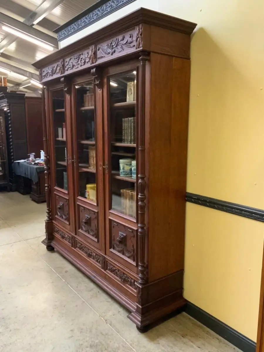 Antiker imposanter Gründerzeit Bücherschrank, Vitrine - Lieferung möglich! 4