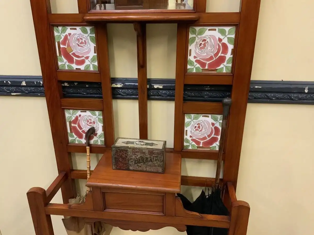 Antike Jugendstil Garderobe mit Jugendstil Fliesen, - Lieferung möglich! 12