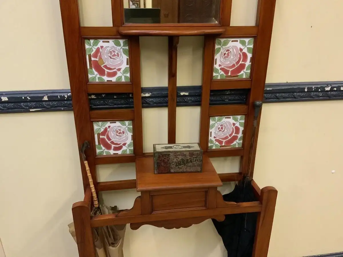 Antike Jugendstil Garderobe mit Jugendstil Fliesen, - Lieferung möglich! 15
