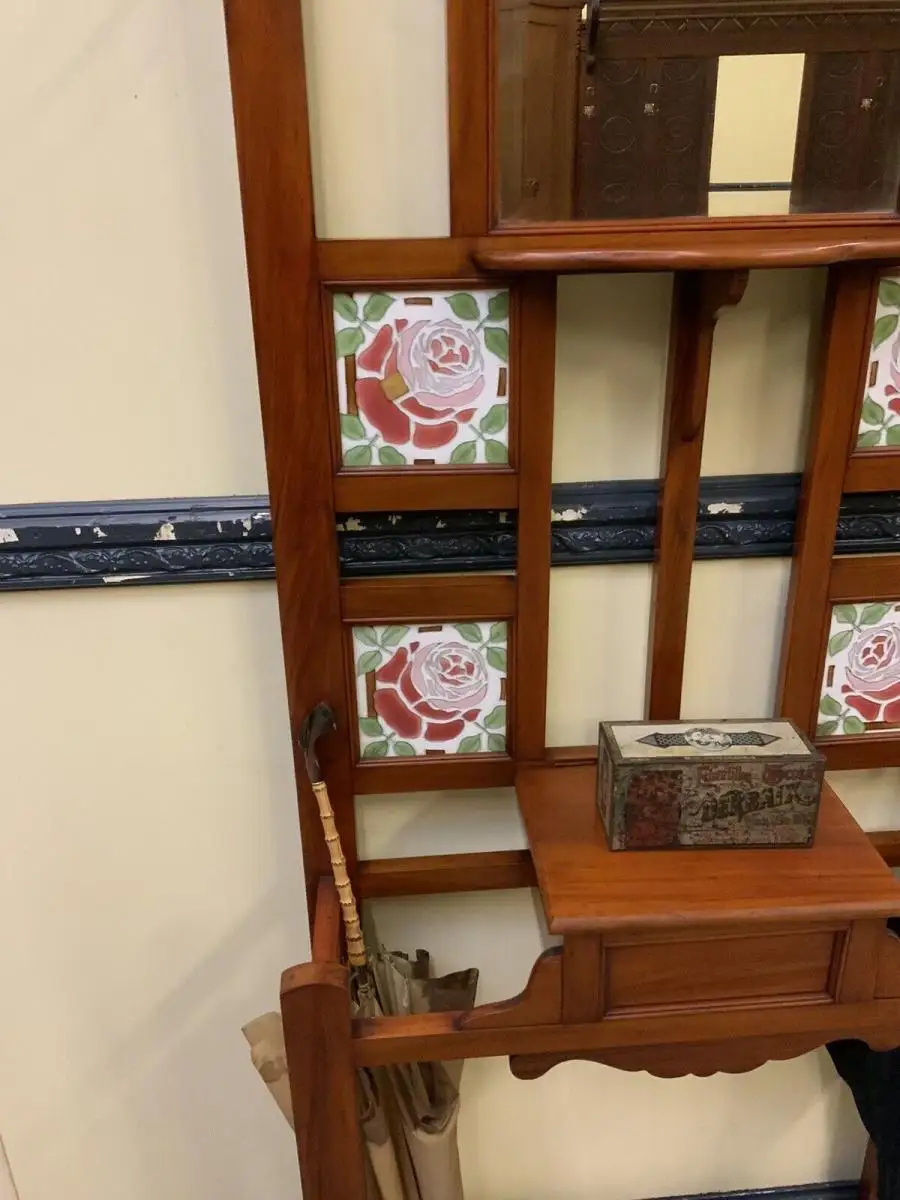 Antike Jugendstil Garderobe mit Jugendstil Fliesen, - Lieferung möglich! 16