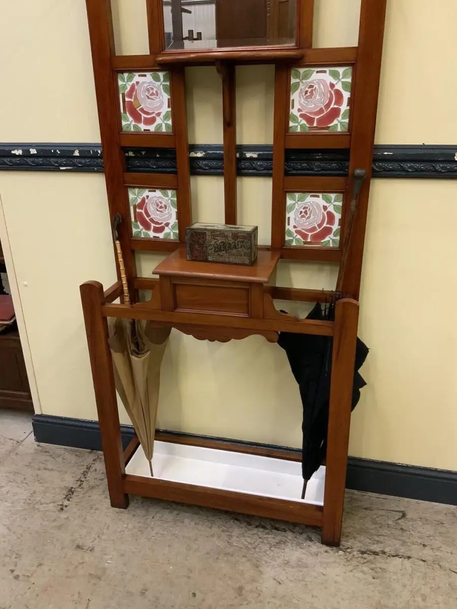 Antike Jugendstil Garderobe mit Jugendstil Fliesen, - Lieferung möglich! 18