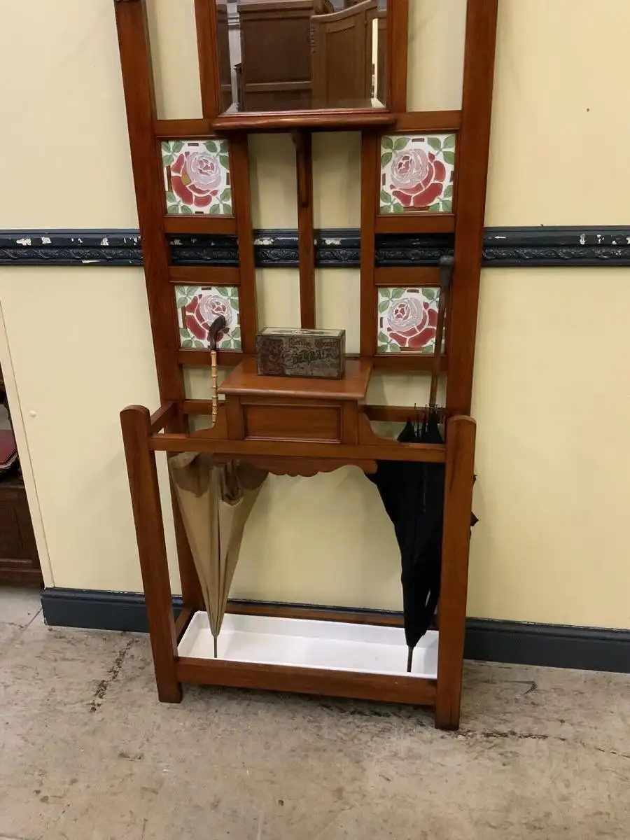 Antike Jugendstil Garderobe mit Jugendstil Fliesen, - Lieferung möglich! 4