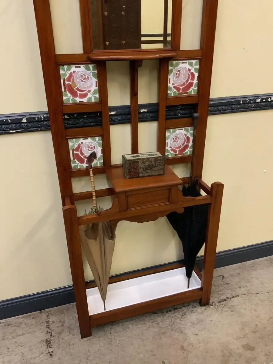 Antike Jugendstil Garderobe mit Jugendstil Fliesen, - Lieferung möglich! 7