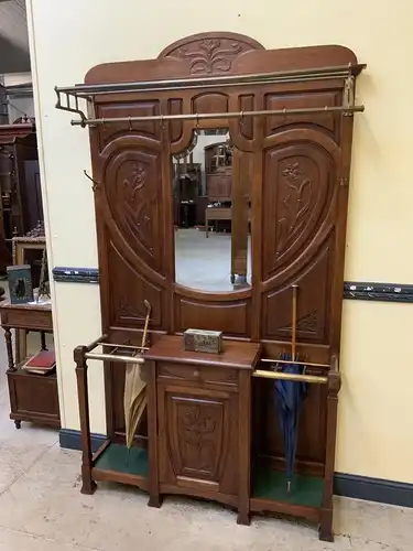 Antike Jugendstil Garderobe mit Schrank, Schub, Art Nouveau -Lieferung möglich!