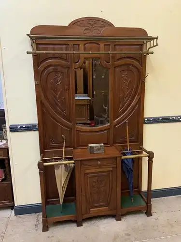 Antike Jugendstil Garderobe mit Schrank, Schub, Art Nouveau -Lieferung möglich!