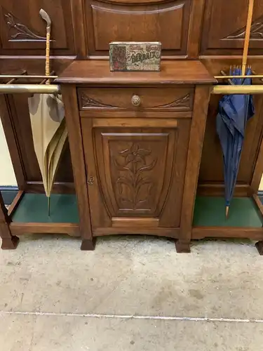 Antike Jugendstil Garderobe mit Schrank, Schub, Art Nouveau -Lieferung möglich!