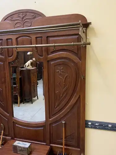 Antike Jugendstil Garderobe mit Schrank, Schub, Art Nouveau -Lieferung möglich!