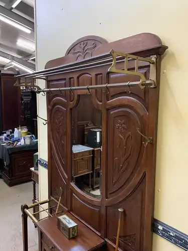 Antike Jugendstil Garderobe mit Schrank, Schub, Art Nouveau -Lieferung möglich!