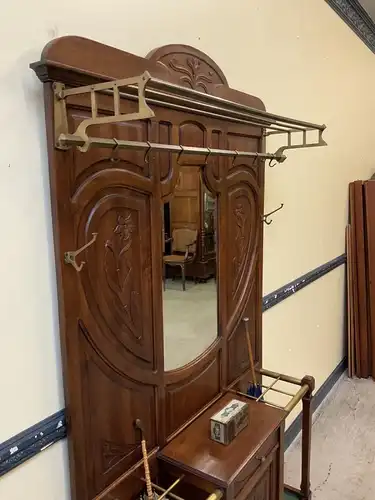Antike Jugendstil Garderobe mit Schrank, Schub, Art Nouveau -Lieferung möglich!