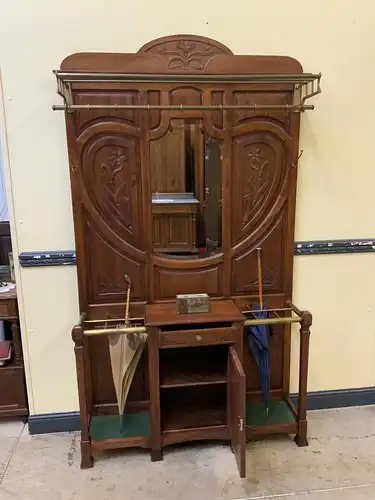 Antike Jugendstil Garderobe mit Schrank, Schub, Art Nouveau -Lieferung möglich!