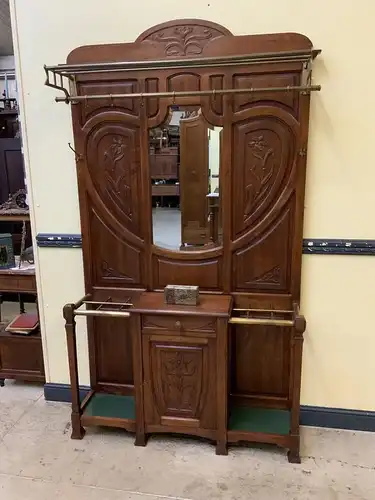 Antike Jugendstil Garderobe mit Schrank, Schub, Art Nouveau -Lieferung möglich!