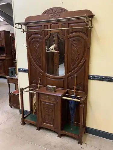 Antike Jugendstil Garderobe mit Schrank, Schub, Art Nouveau -Lieferung möglich!