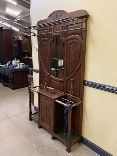 Antike Jugendstil Garderobe mit Schrank, Schub, Art Nouveau -Lieferung möglich!