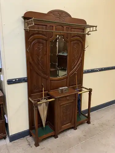 Antike Jugendstil Garderobe mit Schrank, Schub, Art Nouveau -Lieferung möglich!