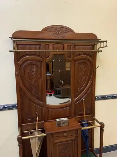 Antike Jugendstil Garderobe mit Schrank, Schub, Art Nouveau -Lieferung möglich!