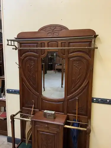 Antike Jugendstil Garderobe mit Schrank, Schub, Art Nouveau -Lieferung möglich!