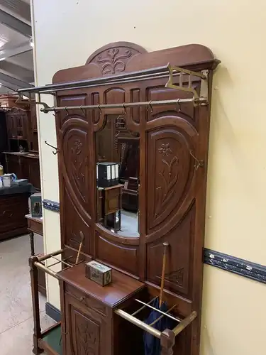 Antike Jugendstil Garderobe mit Schrank, Schub, Art Nouveau -Lieferung möglich!