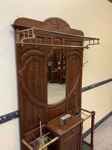 Antike Jugendstil Garderobe mit Schrank, Schub, Art Nouveau -Lieferung möglich!