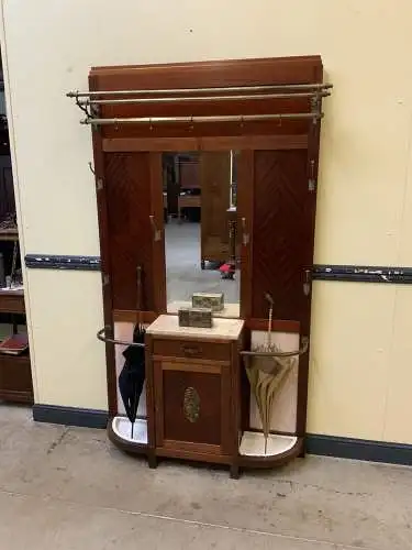 Antike Art Deco Mahagoni Garderobe mit Schrank und Schub - Lieferung möglich!