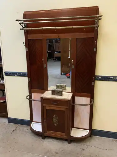 Antike Art Deco Mahagoni Garderobe mit Schrank und Schub - Lieferung möglich!