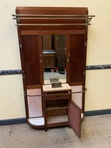 Antike Art Deco Mahagoni Garderobe mit Schrank und Schub - Lieferung möglich!