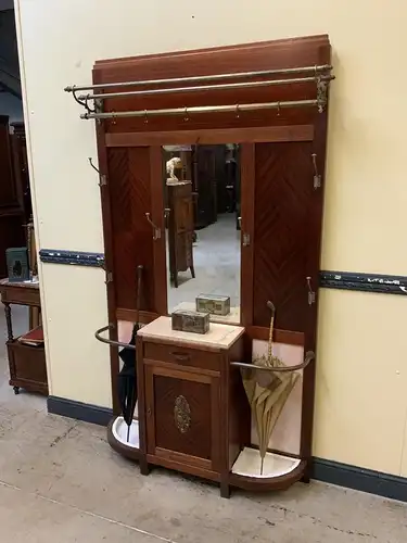 Antike Art Deco Mahagoni Garderobe mit Schrank und Schub - Lieferung möglich!