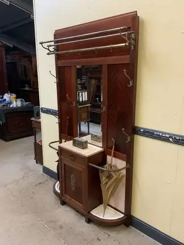 Antike Art Deco Mahagoni Garderobe mit Schrank und Schub - Lieferung möglich!