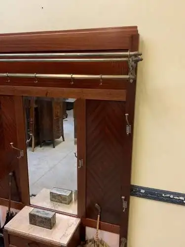 Antike Art Deco Mahagoni Garderobe mit Schrank und Schub - Lieferung möglich!