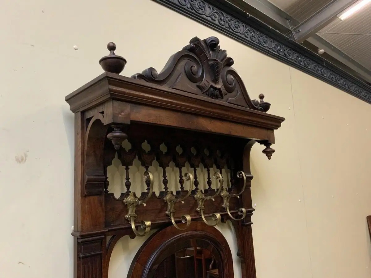Antike imposante Jugendstil Garderobe mit Truhen Bank,   - Lieferung möglich! 12