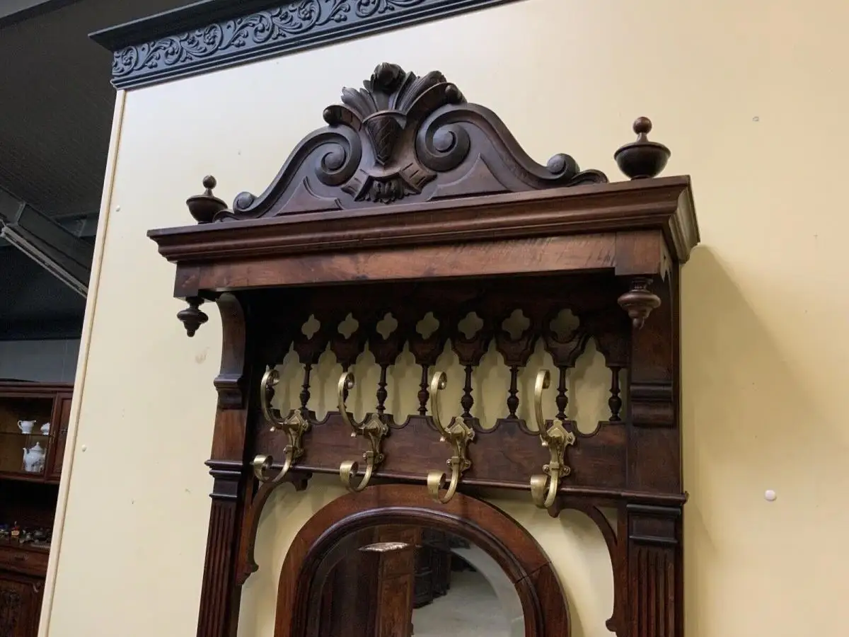 Antike imposante Jugendstil Garderobe mit Truhen Bank,   - Lieferung möglich! 13