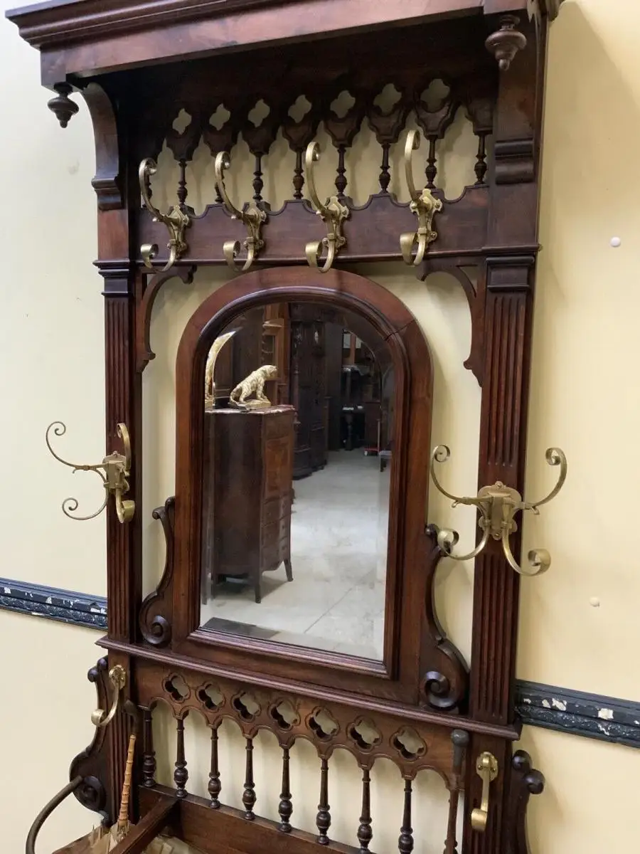 Antike imposante Jugendstil Garderobe mit Truhen Bank,   - Lieferung möglich! 15