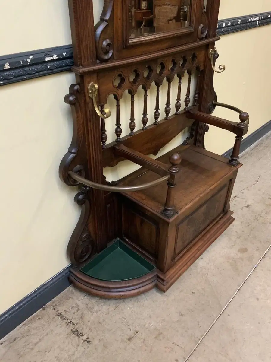 Antike imposante Jugendstil Garderobe mit Truhen Bank,   - Lieferung möglich! 19