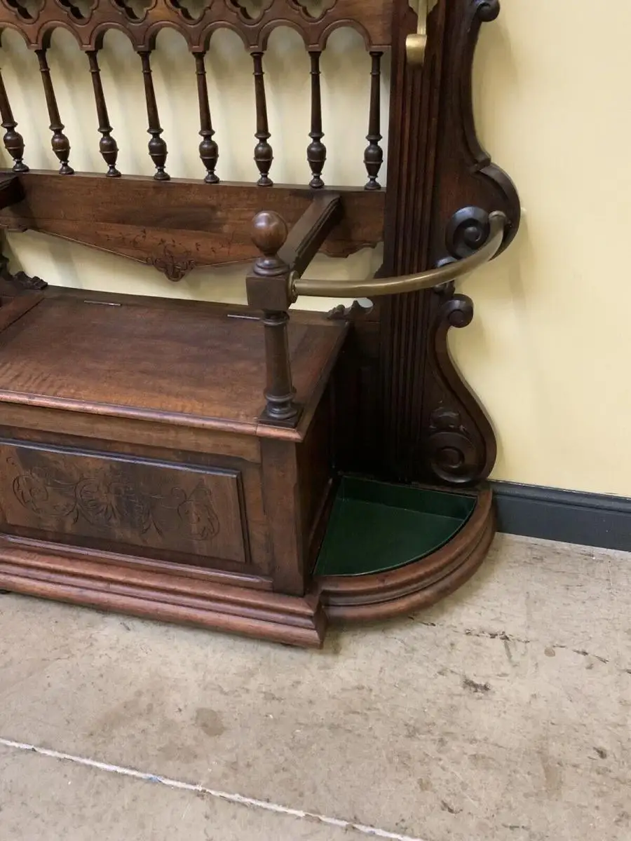 Antike imposante Jugendstil Garderobe mit Truhen Bank,   - Lieferung möglich! 21