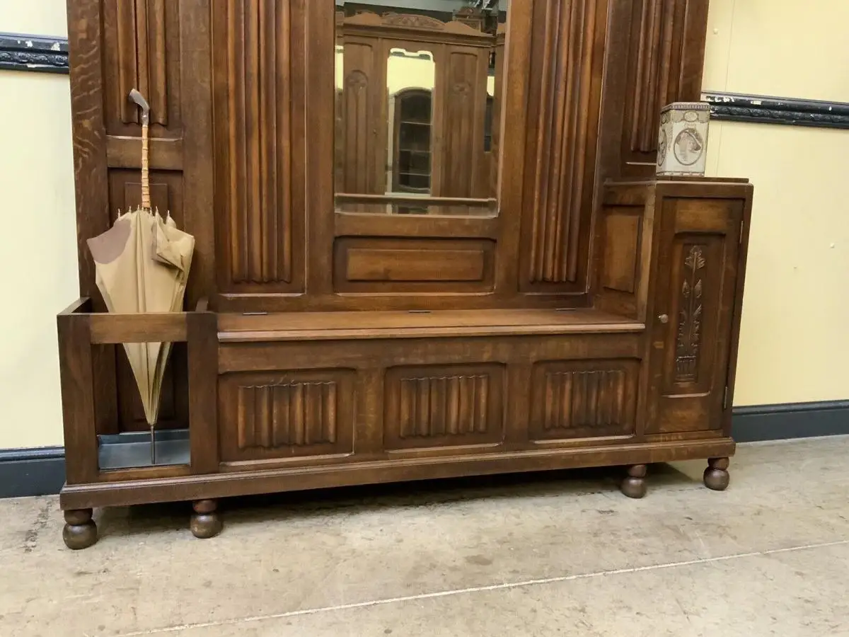Antike Neorenaissance Garderobe mit Schrank und Truhenbank- Lieferung möglich! 12