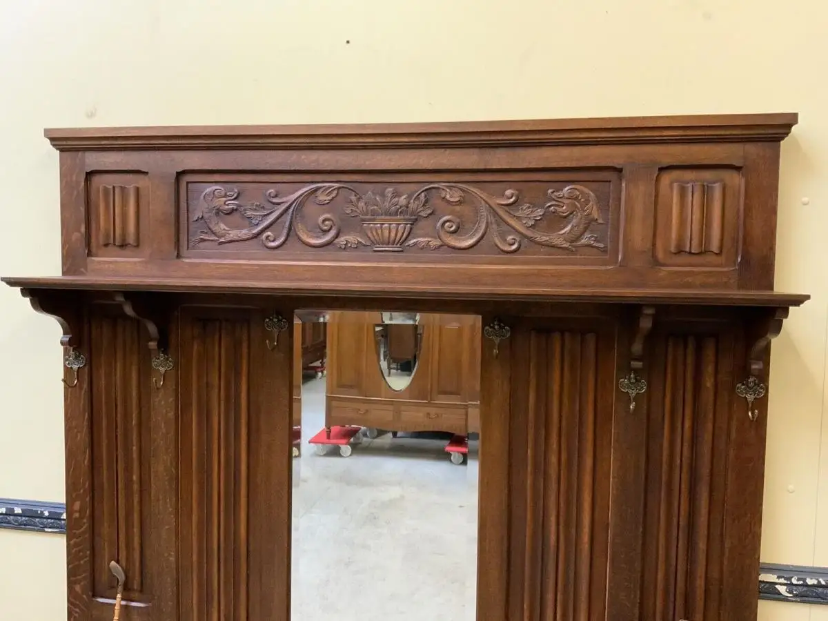 Antike Neorenaissance Garderobe mit Schrank und Truhenbank- Lieferung möglich! 13