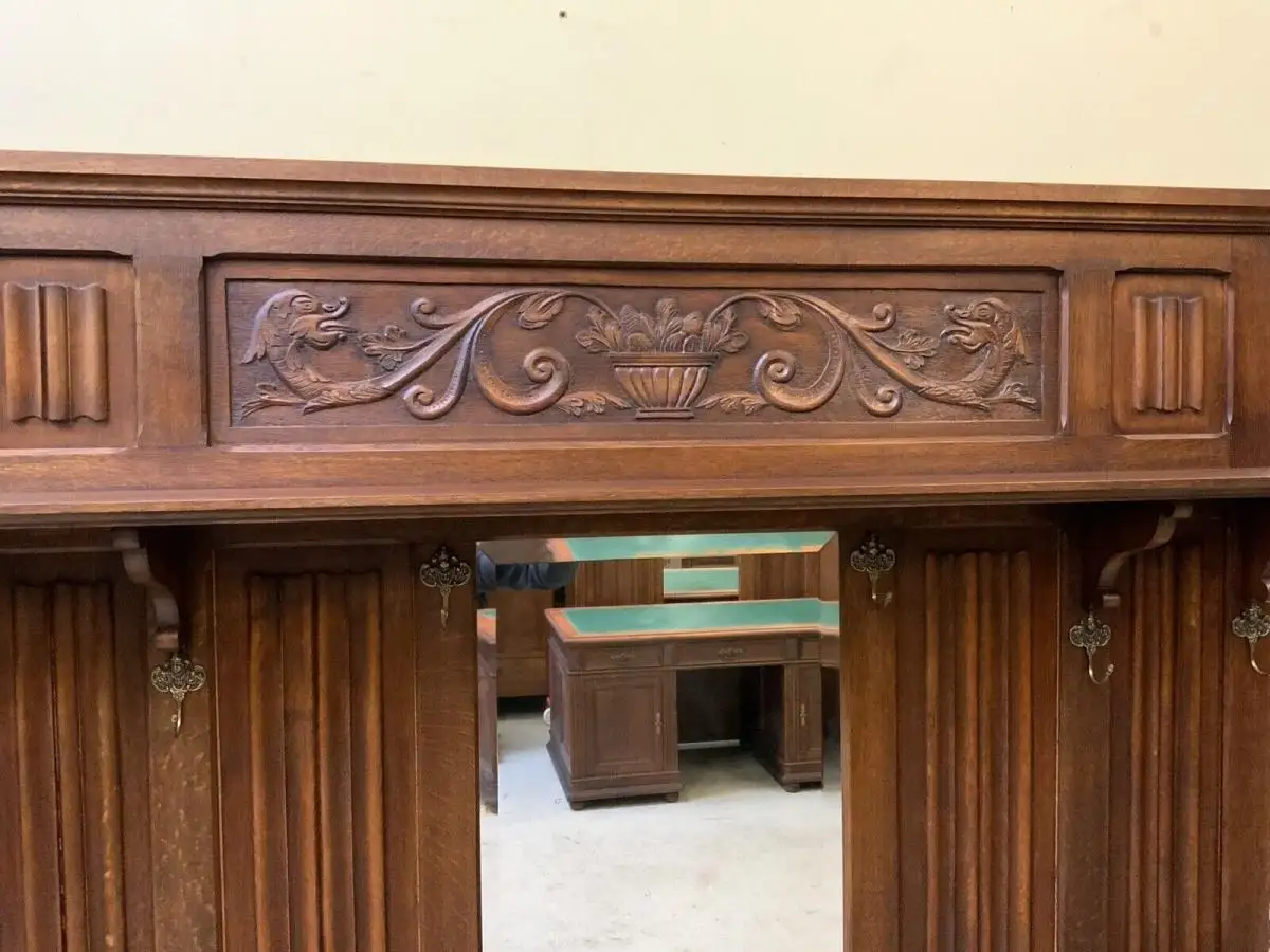 Antike Neorenaissance Garderobe mit Schrank und Truhenbank- Lieferung möglich! 17