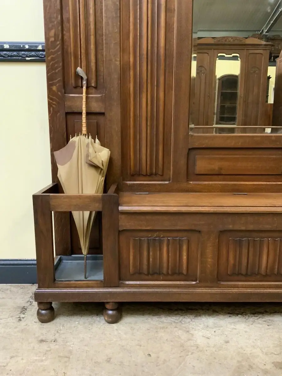 Antike Neorenaissance Garderobe mit Schrank und Truhenbank- Lieferung möglich! 18