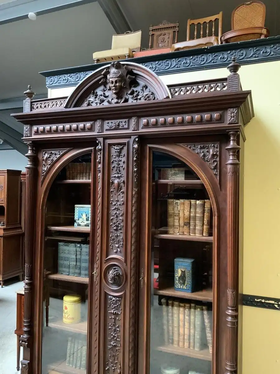 Antiker imposanter Historismus Bücherschrank XXL, Vitrine - Lieferung mögl.!