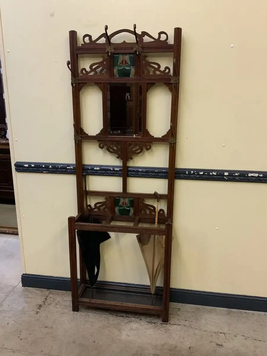 Antike Jugendstil Garderobe mit Jugendstil Fliesen - Lieferung möglich! 0