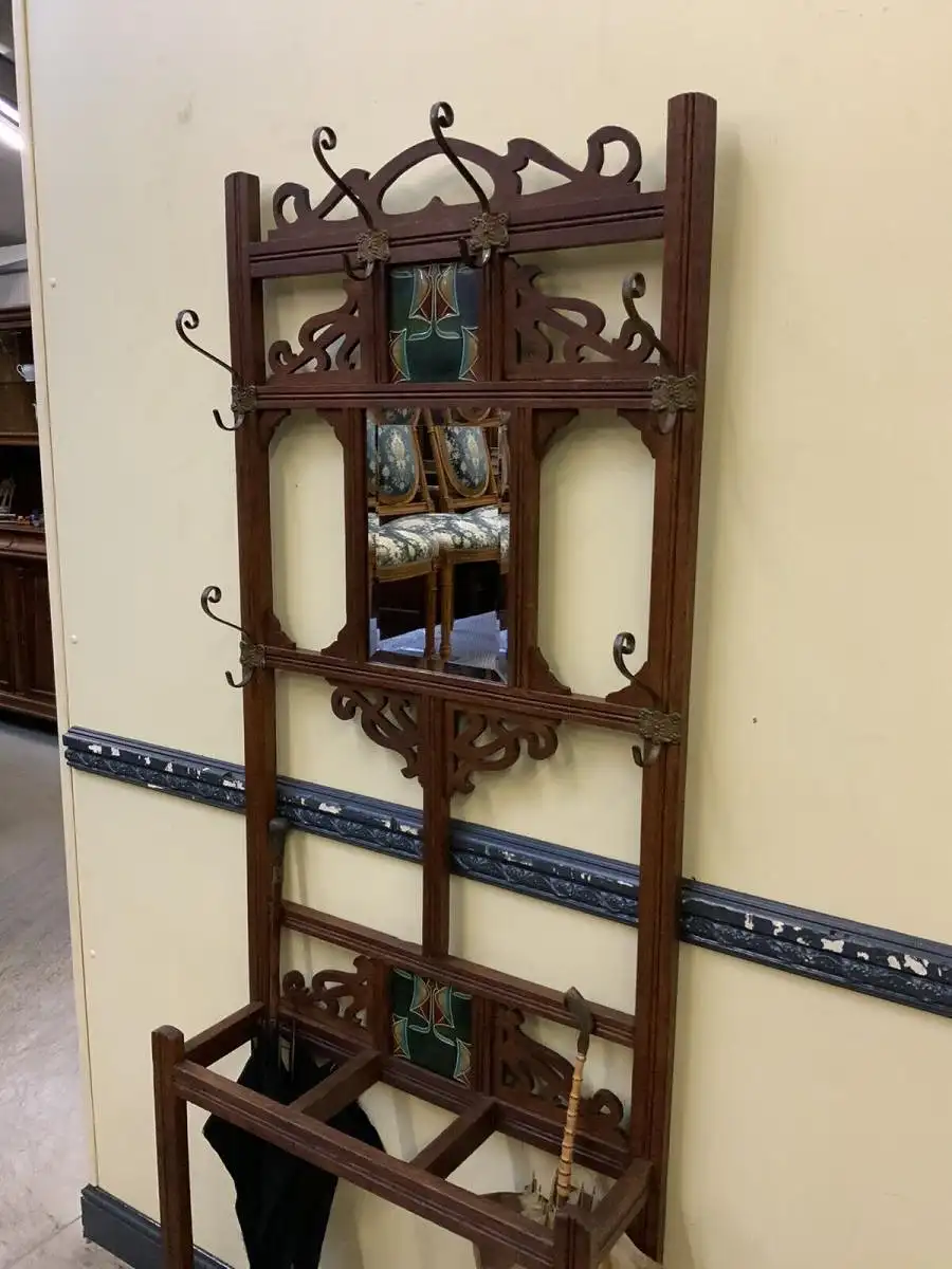 Antike Jugendstil Garderobe mit Jugendstil Fliesen - Lieferung möglich! 10