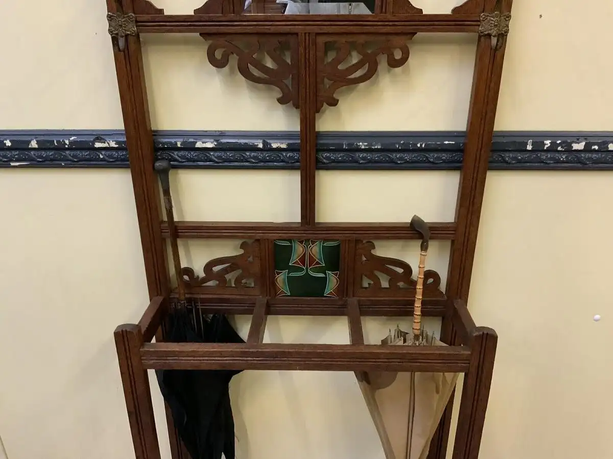 Antike Jugendstil Garderobe mit Jugendstil Fliesen - Lieferung möglich! 12