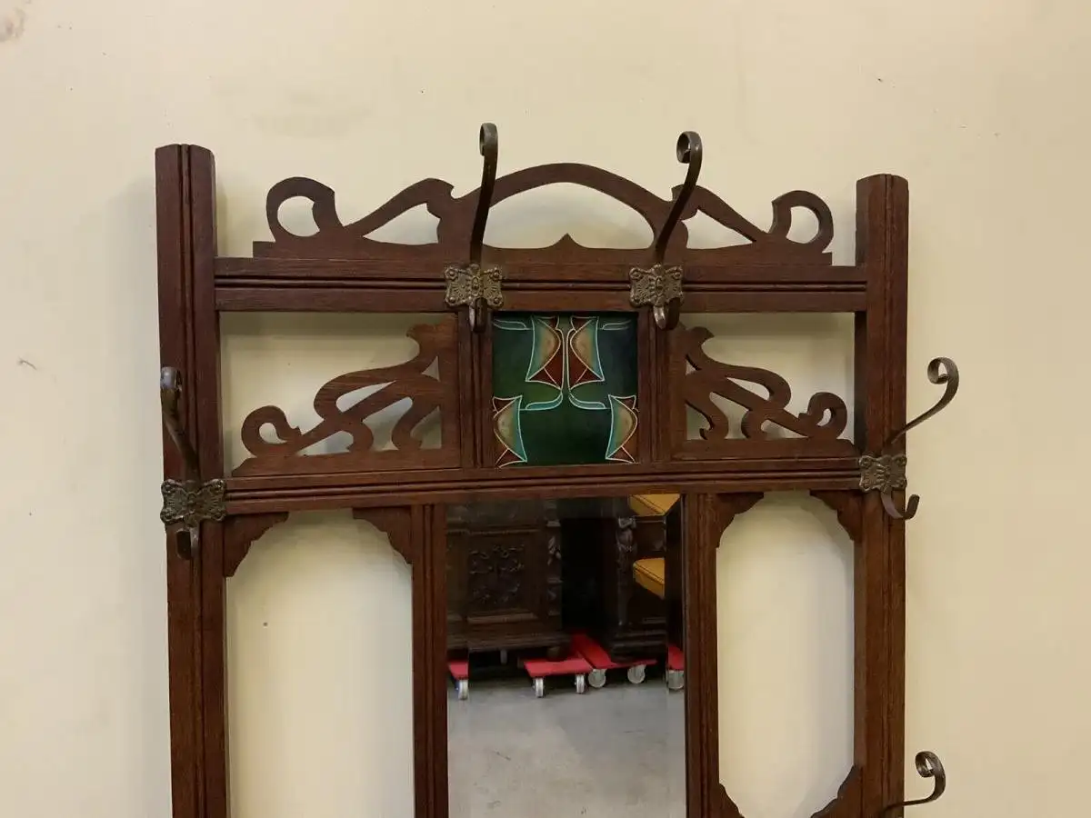 Antike Jugendstil Garderobe mit Jugendstil Fliesen - Lieferung möglich! 13