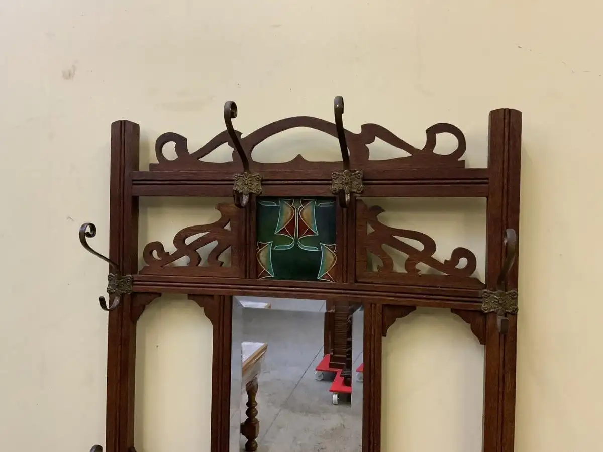 Antike Jugendstil Garderobe mit Jugendstil Fliesen - Lieferung möglich! 14
