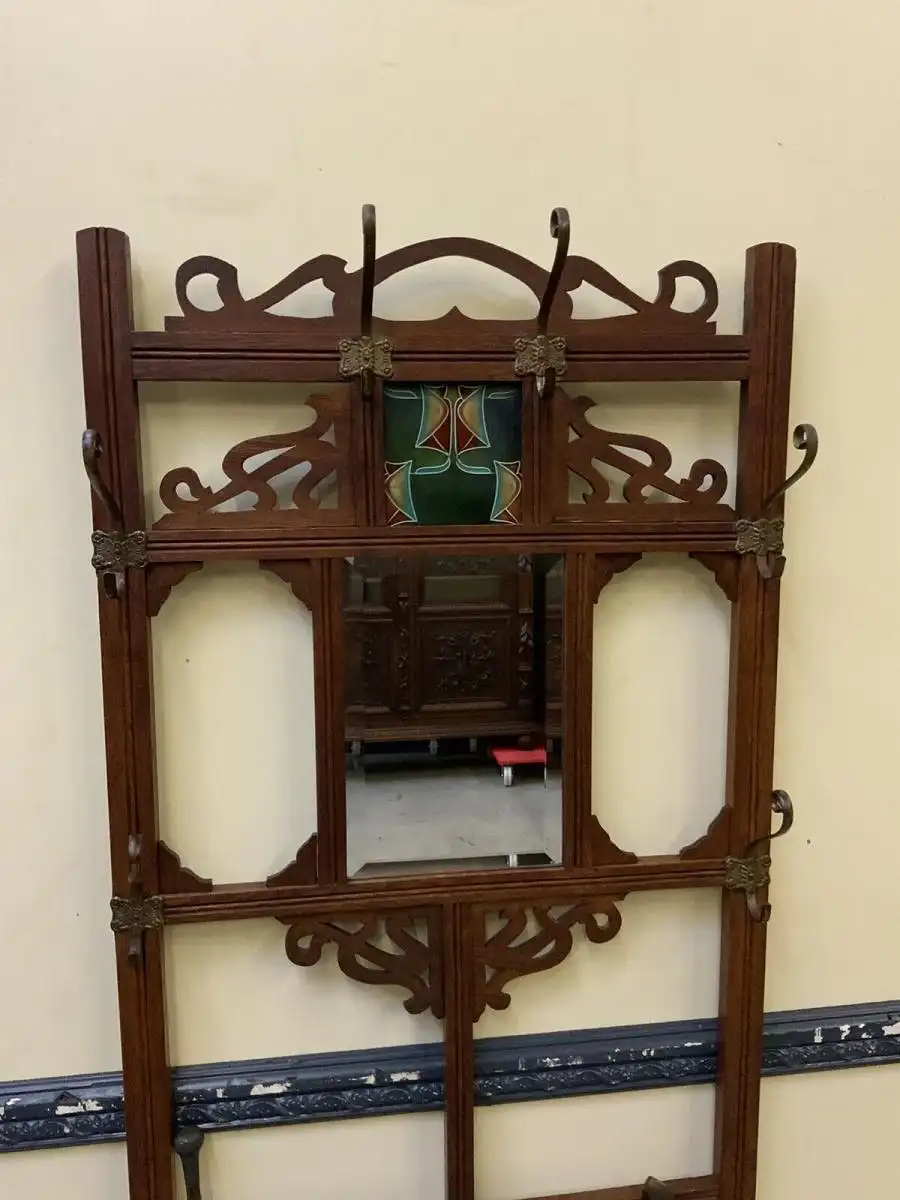 Antike Jugendstil Garderobe mit Jugendstil Fliesen - Lieferung möglich! 16